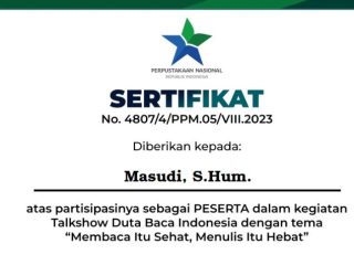 Download: Sertifkiat Talkshow Duta Baca Indonesia di Pesantren Tebu Ireng